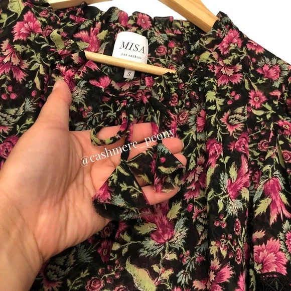 Misa Los Angeles Alicia Floral‎ Flare-Sleeve Blouse Small - Picture 10 of 12